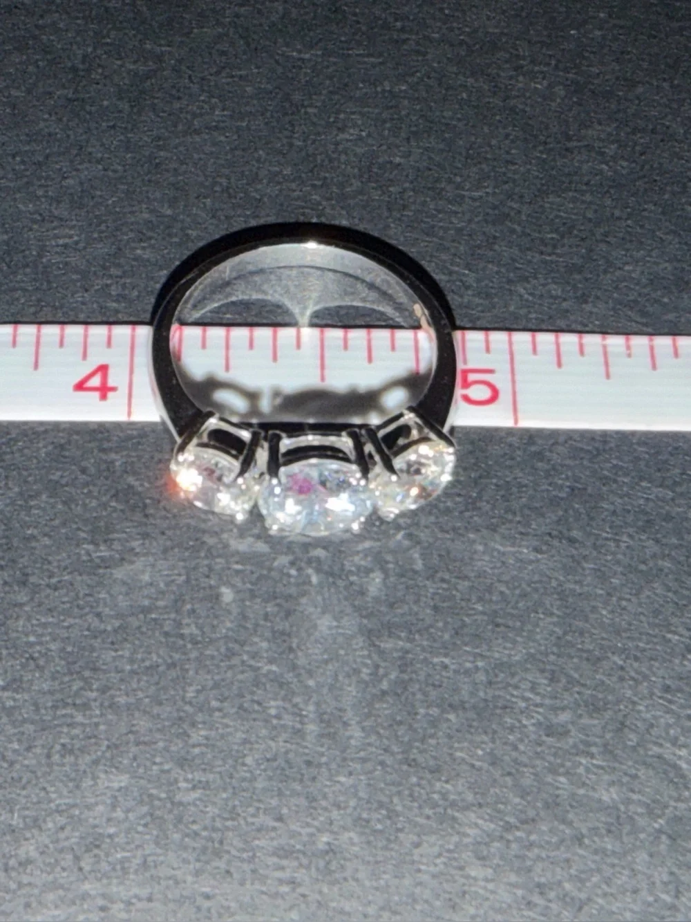 3.02 Carat Three-Stone Diamond & White Gold Engagement/Anniversary Ring, Sz 6.5